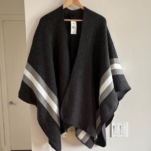 Steven Madden  Charcoal and Gray Striped Poncho